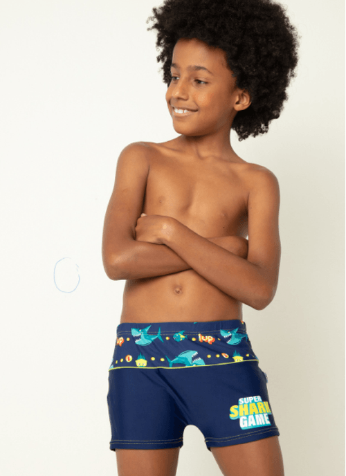 Sunga Boxer Menino Teen Tubarão Gamer