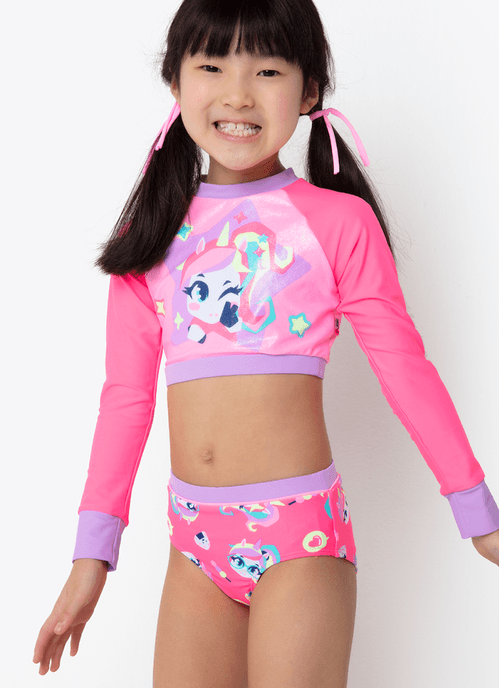 Conjunto Cropped e Calcinha Menina Unicórnio Kawaii