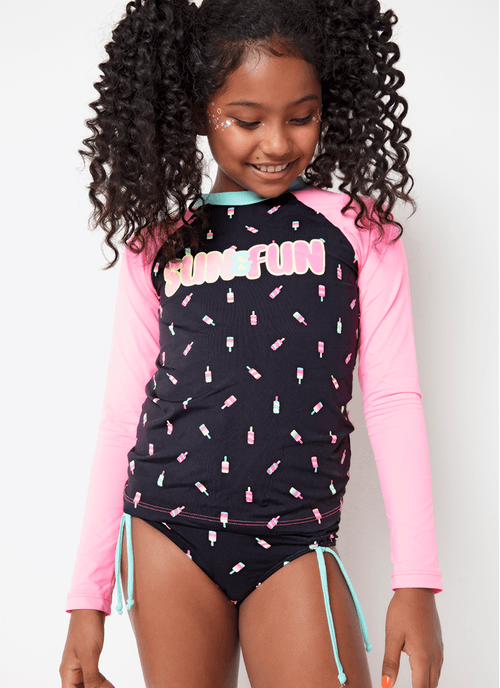 Camiseta Manga Longa com Proteção Solar Menina Panda Summer