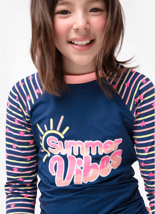 Camiseta Praia com Proteção Solar Menina Teen Gata Power