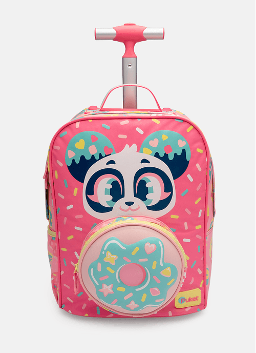 Mochila com Rodinha Média Menina Panda Donuts