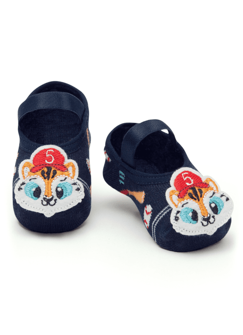 Meia Menino Sapatilha com aplique Tigre