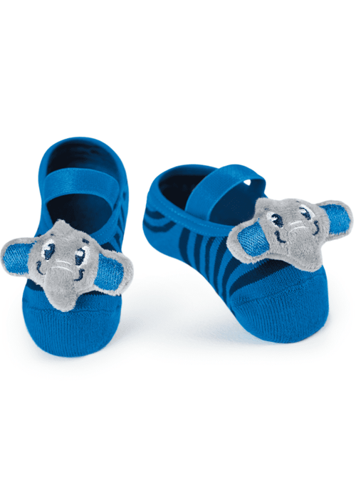 Meia Menino Sapatilha com Antiderrapante e Aplique Elefante