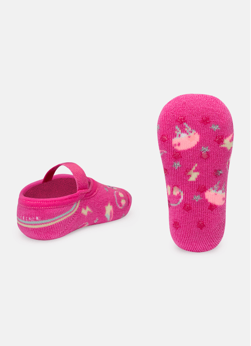 Meia Sapatilha Antiderrapante Bebê Menina Unicórnio Skate