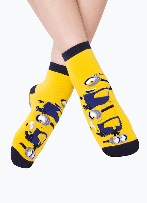 Meia Infantil Soquete com sola emborrachada Minions