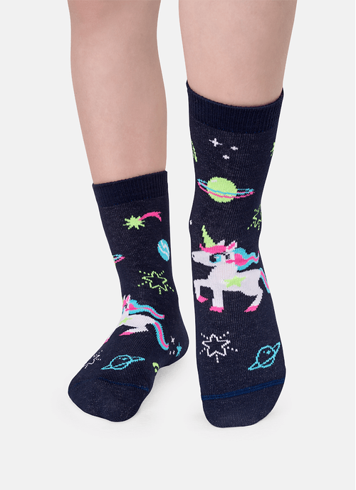 Meia Soquete Menina Unicórnio Mystic - Brilha no Escuro