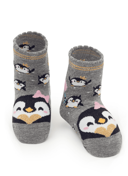 Meia Menina Soquete Cano Médio Penguim