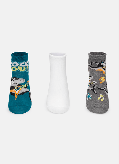 Kit com 3 Meias Menino Tubarão Rockstar