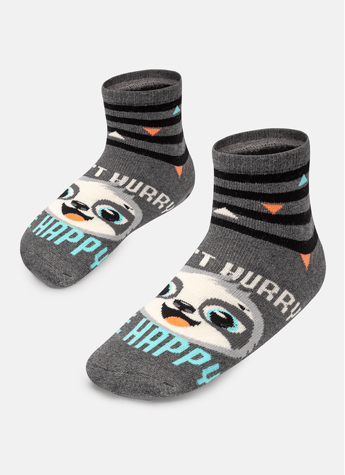 Meia Menino Soquete com sola Emborrachada Preguiça