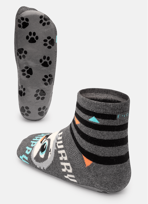 Meia Menino Soquete com sola Emborrachada Preguiça