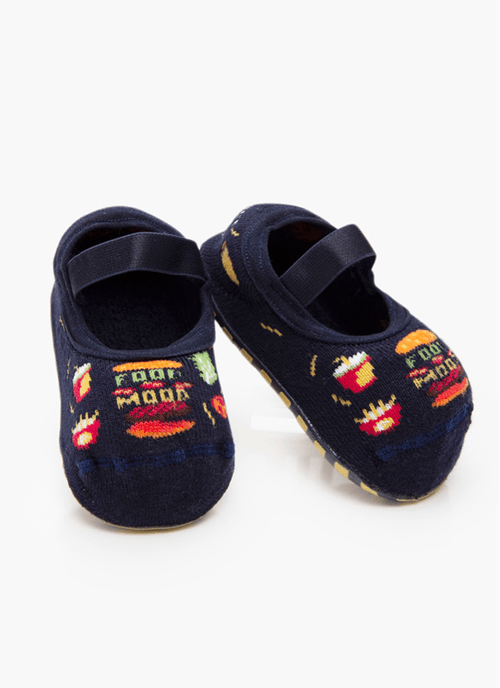 Meia Menino Sapatilha com sola Emborrachada Colorida