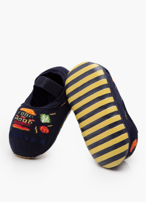 Meia Menino Sapatilha com sola Emborrachada Colorida