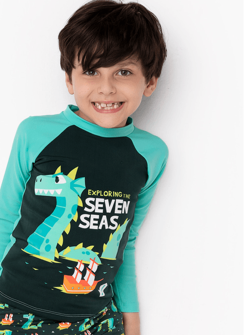 Camiseta Praia com Proteção Solar Menino Dragão