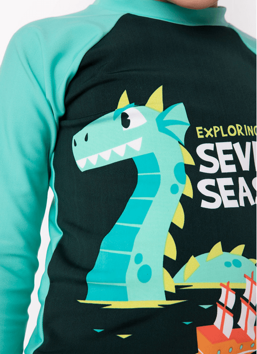 Camiseta Praia com Proteção Solar Menino Dragão