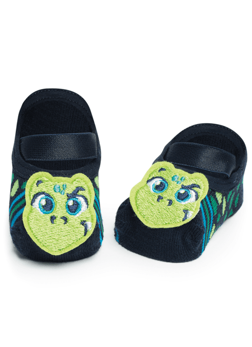 Meia Sapatilha Boneca Com Aplique Dino Rn