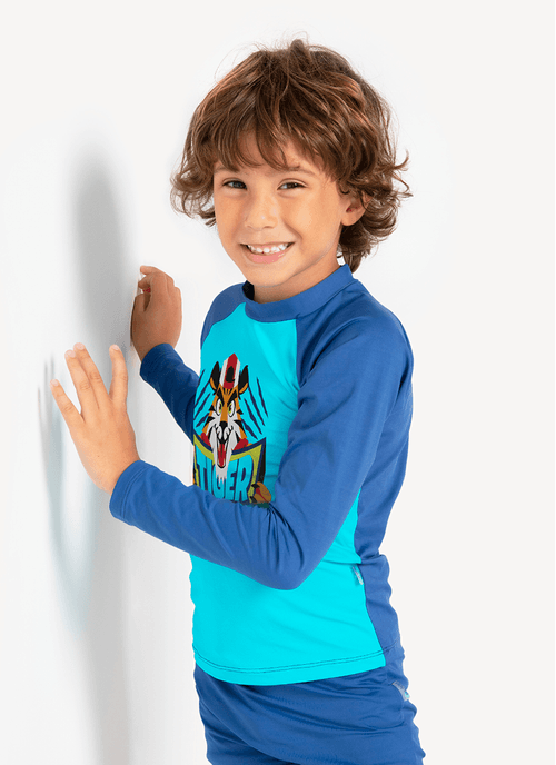 Camiseta com Proteção Solar Menino Tigre Roar