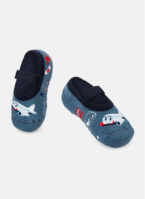 Meia Sapatilha Bebê Menino Antiderrapante Avião