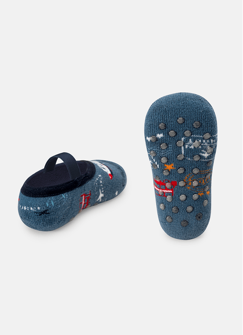 Meia Sapatilha Bebê Menino Antiderrapante Avião