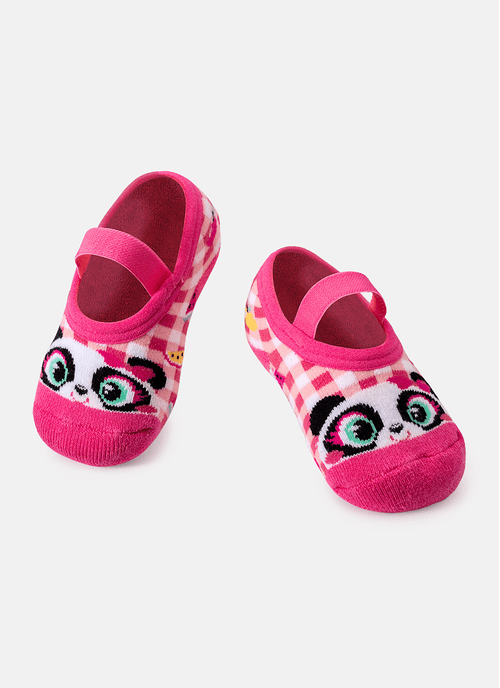 Meia Sapatilha Bebê Menina Antiderrapante Panda Shake