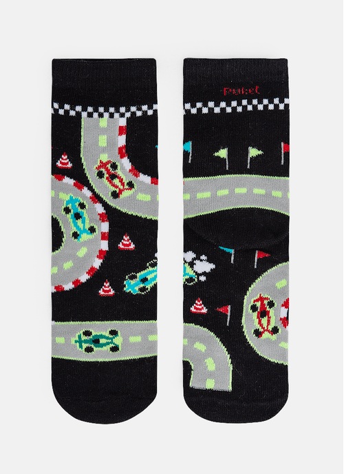 Meia Soquete Menino Brilha no Escuro Carros