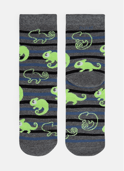 Meia Soquete Menino Brilha no Escuro Camaleão