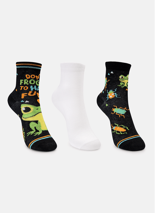 Kit com 3 Meias Soquete Infantil Sapo