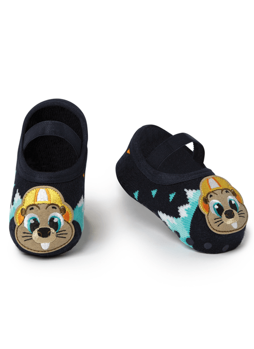 Meia Menino Sapatilha com Antiderrapante e Aplique