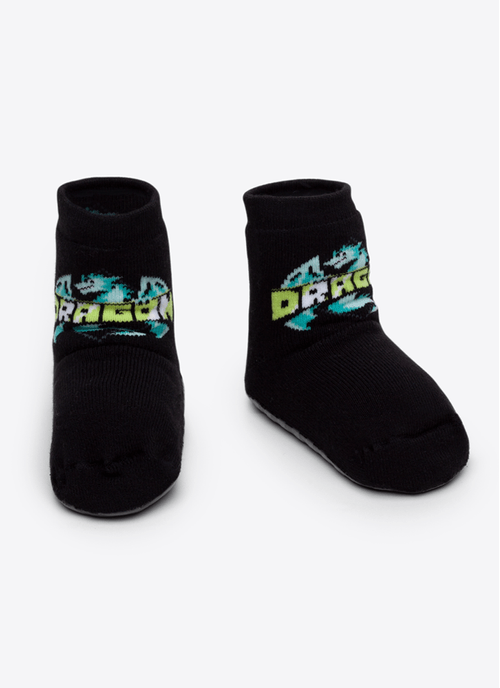 Meia Menino Soquete com sola Emborrachada Dragão