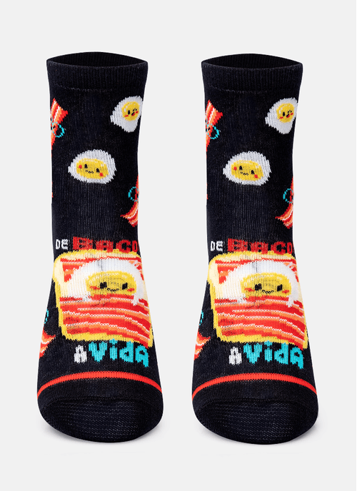 Meia Soquete Infantil Família de Bacon a Vida