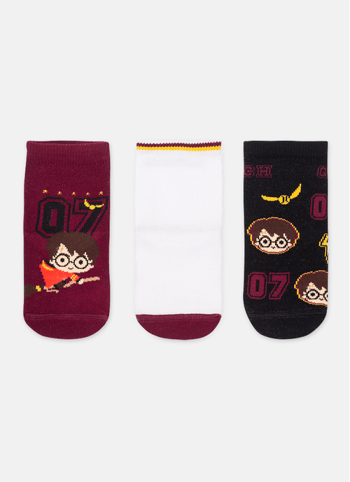 Kit com 3 Meias Soquete Bebê Harry Potter