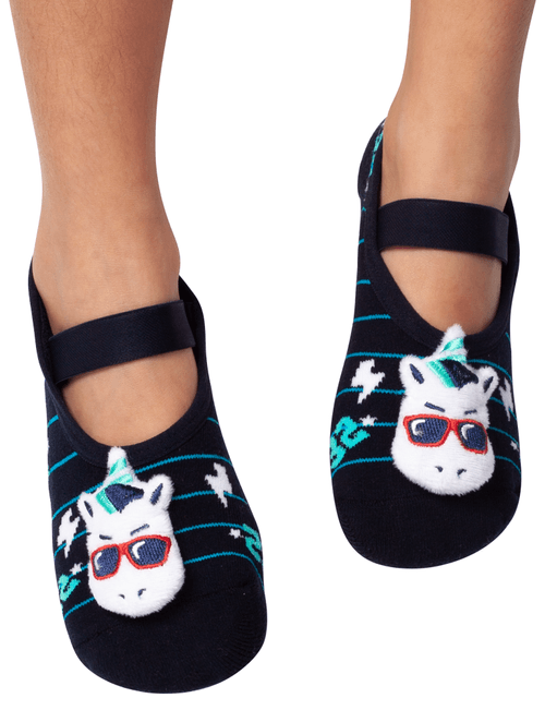 Meia Menino Sapatilha com Antiderrapante e Aplique Unicórnio