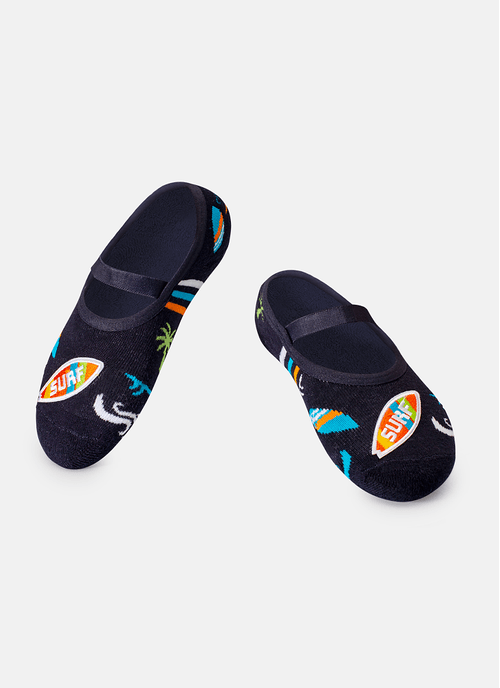 Meia Menino Sapatilha com Antiderrapante e Aplique Dino Surf