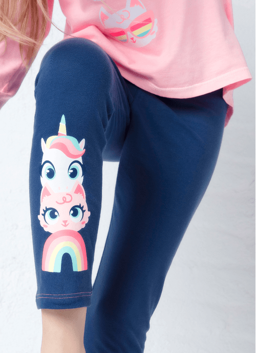 Calça Legging Infantil Cotton Unicórnio Cat