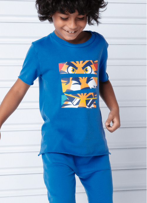 Camiseta Infantil Manga Curta Algodão Tigre Roar