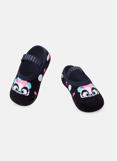 Meia Sapatilha Bebê Menina Antiderrapante Panda Shake