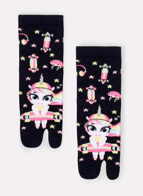 Meia Chinelinho Cano Médio Menina Unicórnio Skate