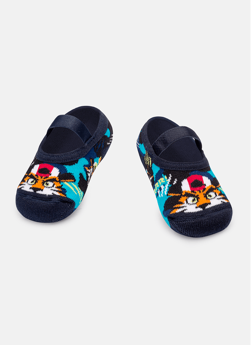 Meia Sapatilha Bebê Menino Antiderrapante Tigre