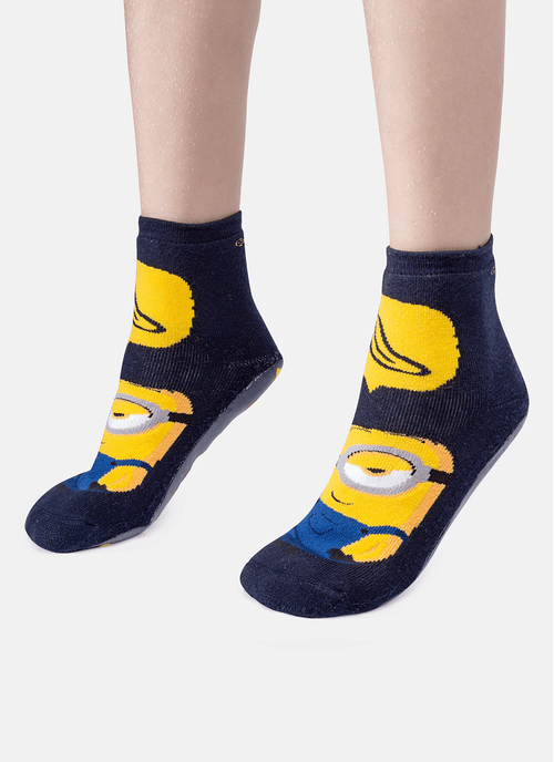 Meia Soquete Infantil Unissex Sola Emborrachada Minions