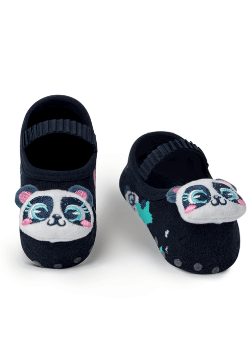 Meia Menina Sapatilha com Antiderrapante e Aplique Panda Shake