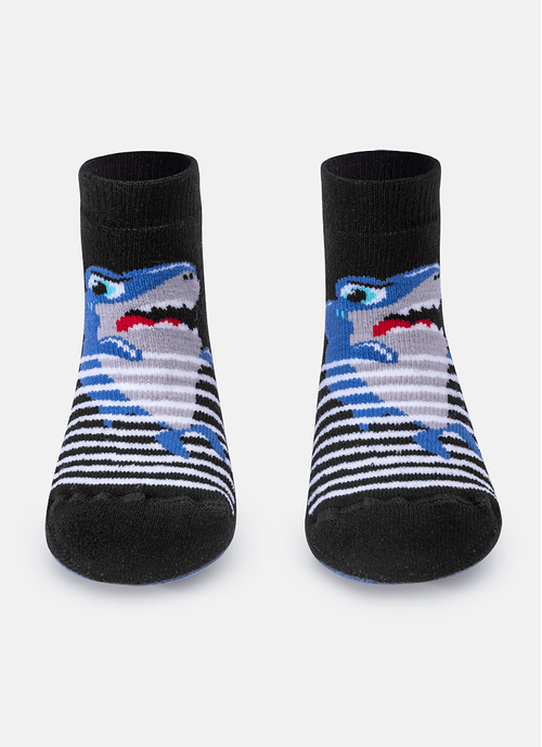 Meia Menino Soquete com sola emborrachada Tubarão Robô