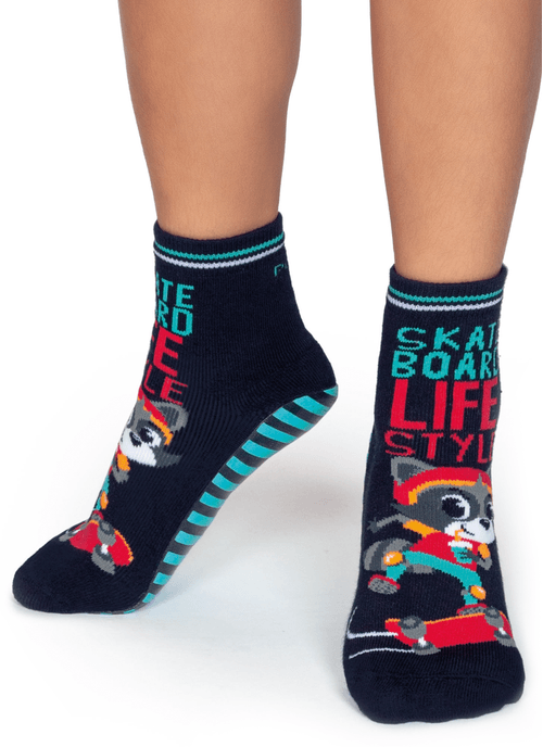 Meia Menino Soquete com sola emborrachada Guaxinim