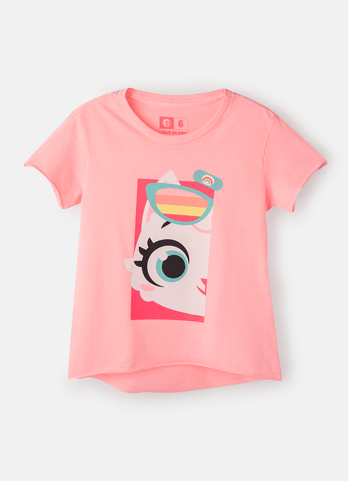 Camiseta Infantil Manga Curta Algodão Gata Summer