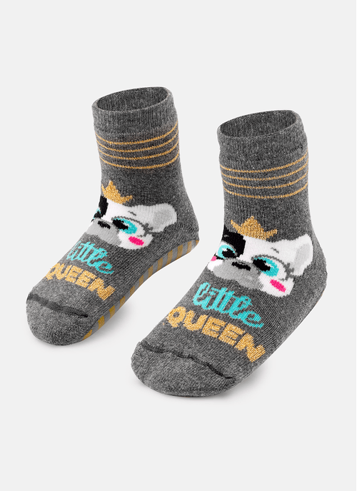 Meia Menina Soquete com sola Emborrachada Bulldog