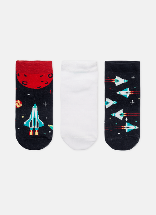 Kit com 3 meias Menino Espaço