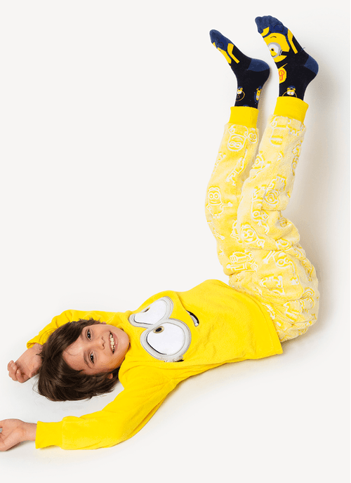 Pijama Manga Longa Menino Teen Soft Minions Brilha no Escuro