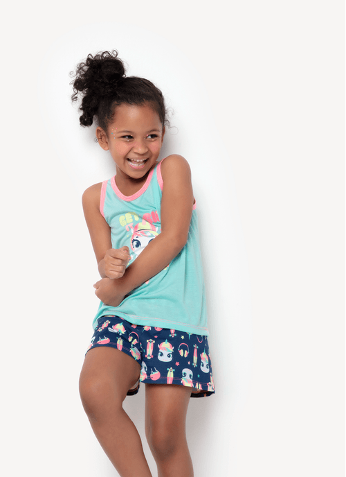 Pijama Regata Menina Algodão Unicórnio Skate