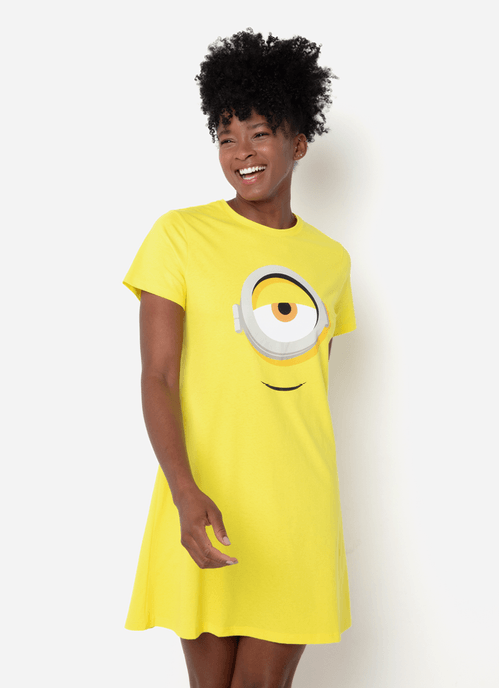 Camisola Manga Curta Algodão Feminina Minions