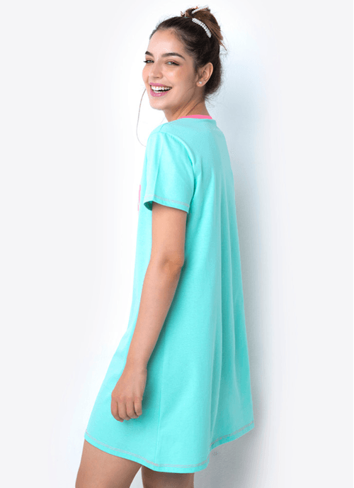 Camisola Manga Curta Algodão Feminino Unicórnio