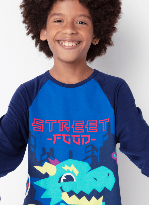 Pijama Manga Longa Viscolycra Menino Teen Dragão Street