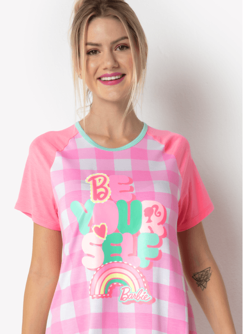 Camisola Manga Curta Viscolycra Feminino Barbie